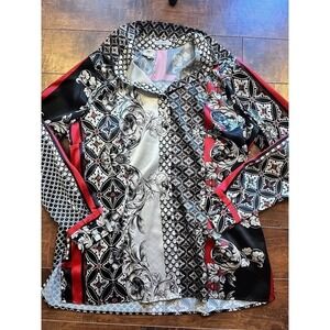 Nara Camice Made In Italy Button Down Long Sleeve Satin Shirt Size 7